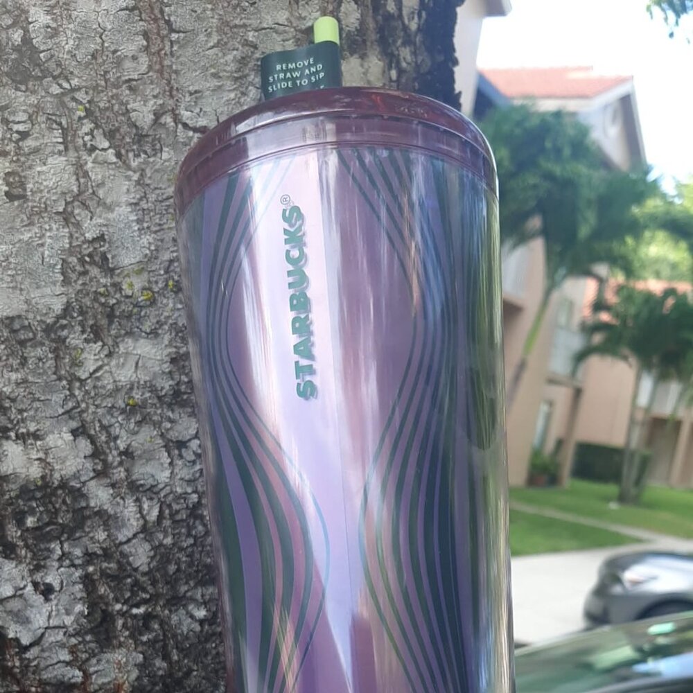 Starbucks 2025 Wavy Green Purple Plastic Hot & Cold Cup Venti Tumbler 24oz